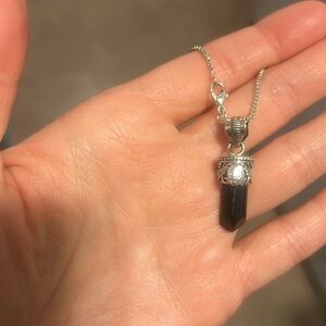 ⚡️ FLASH SALE❗️PENDANT ONLY❗️925s sterling silver black tourmaline + Herkimer 💎